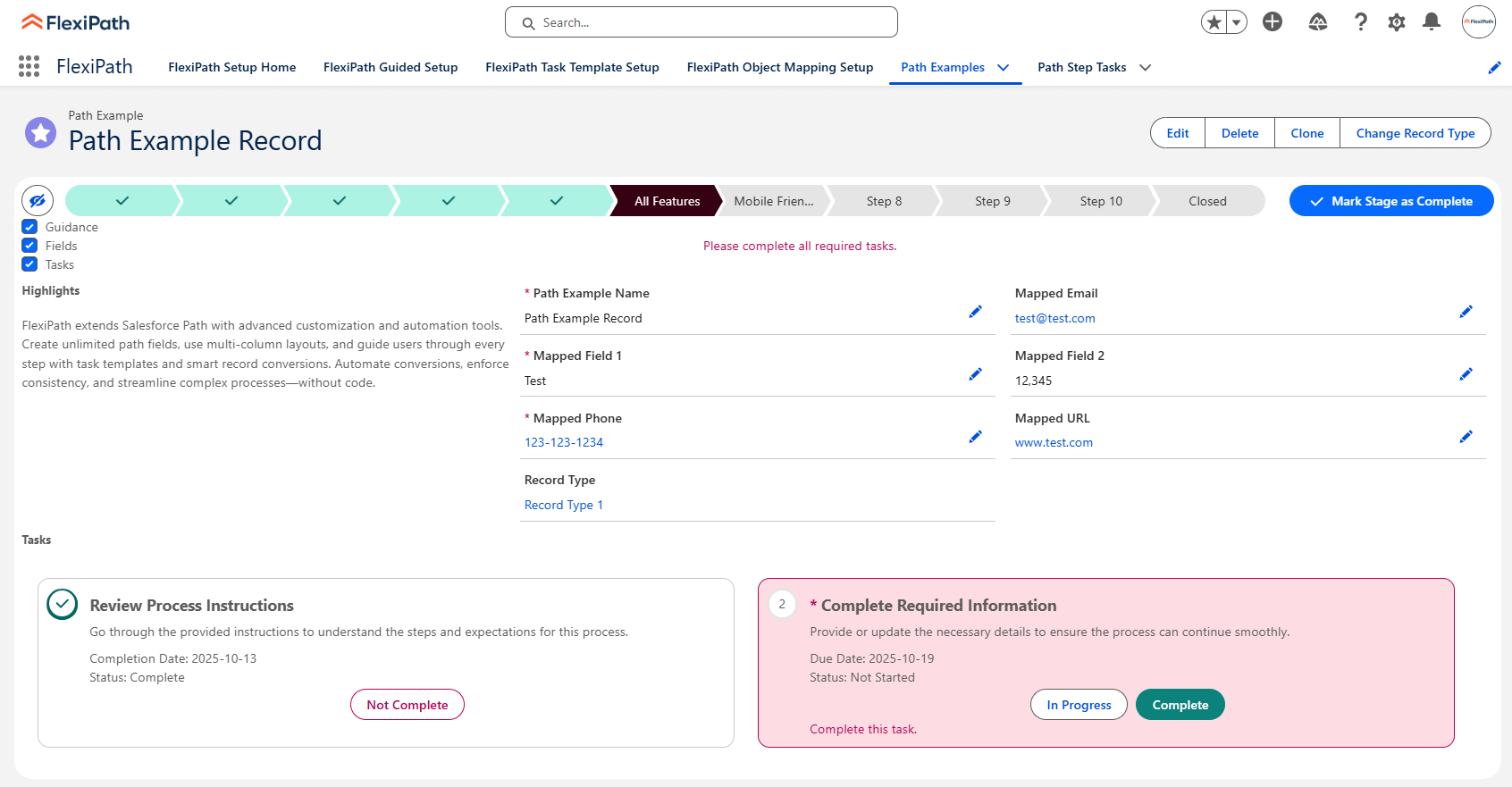 FlexiPath Path Example with Detail View Validation