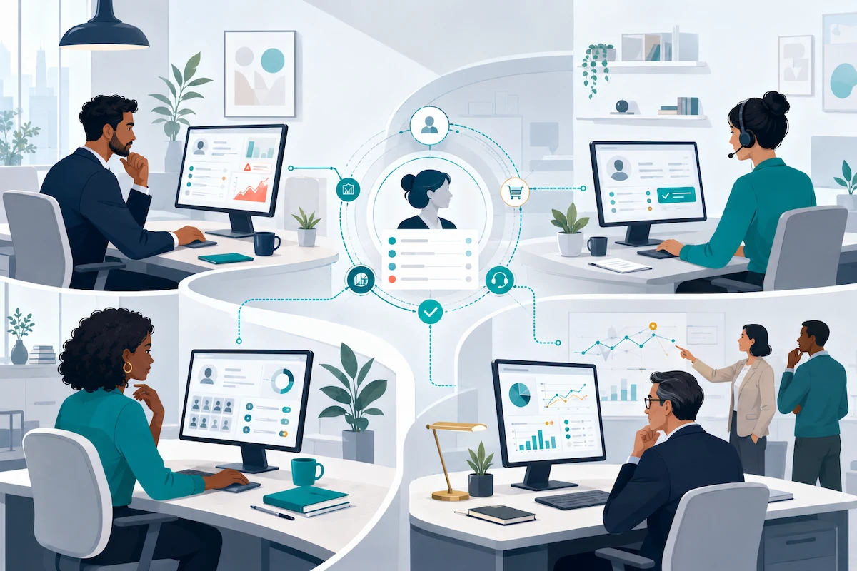 Sales, service, marketing, and operations teams using shared customer context to make better-informed decisions.