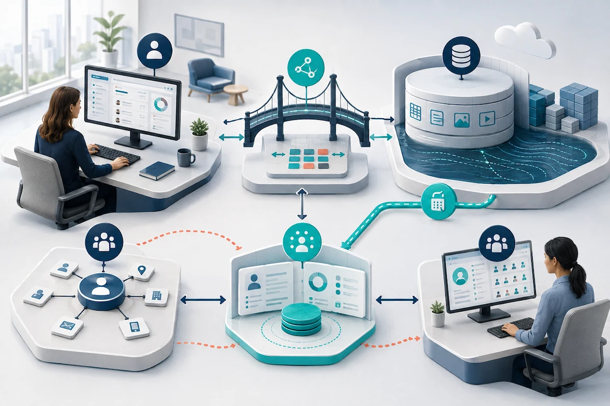 Data 360 working alongside CRM, integration, warehouse, MDM, and CDP systems in a connected data environment.